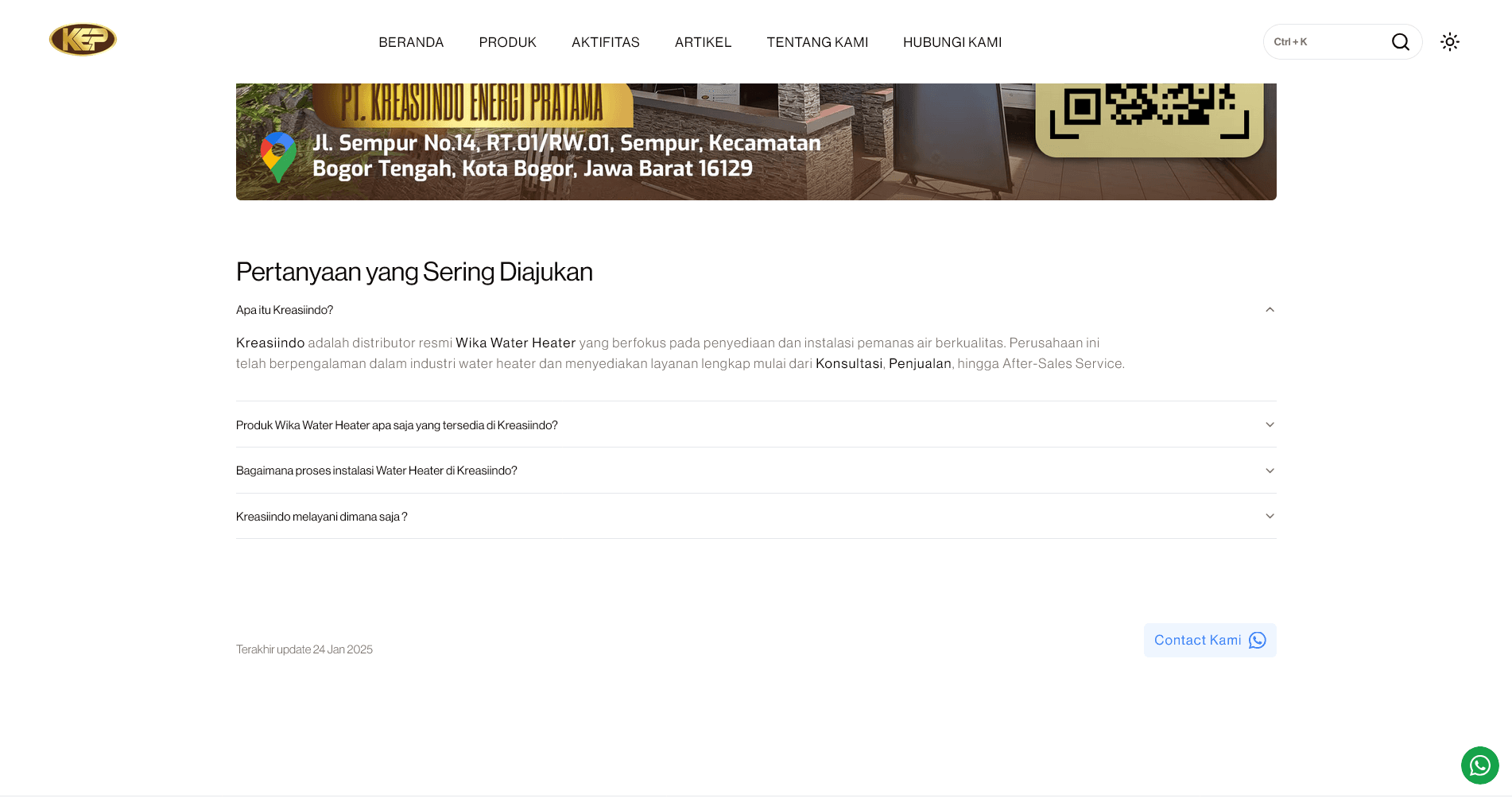 Kreasiindo UI Contact Page