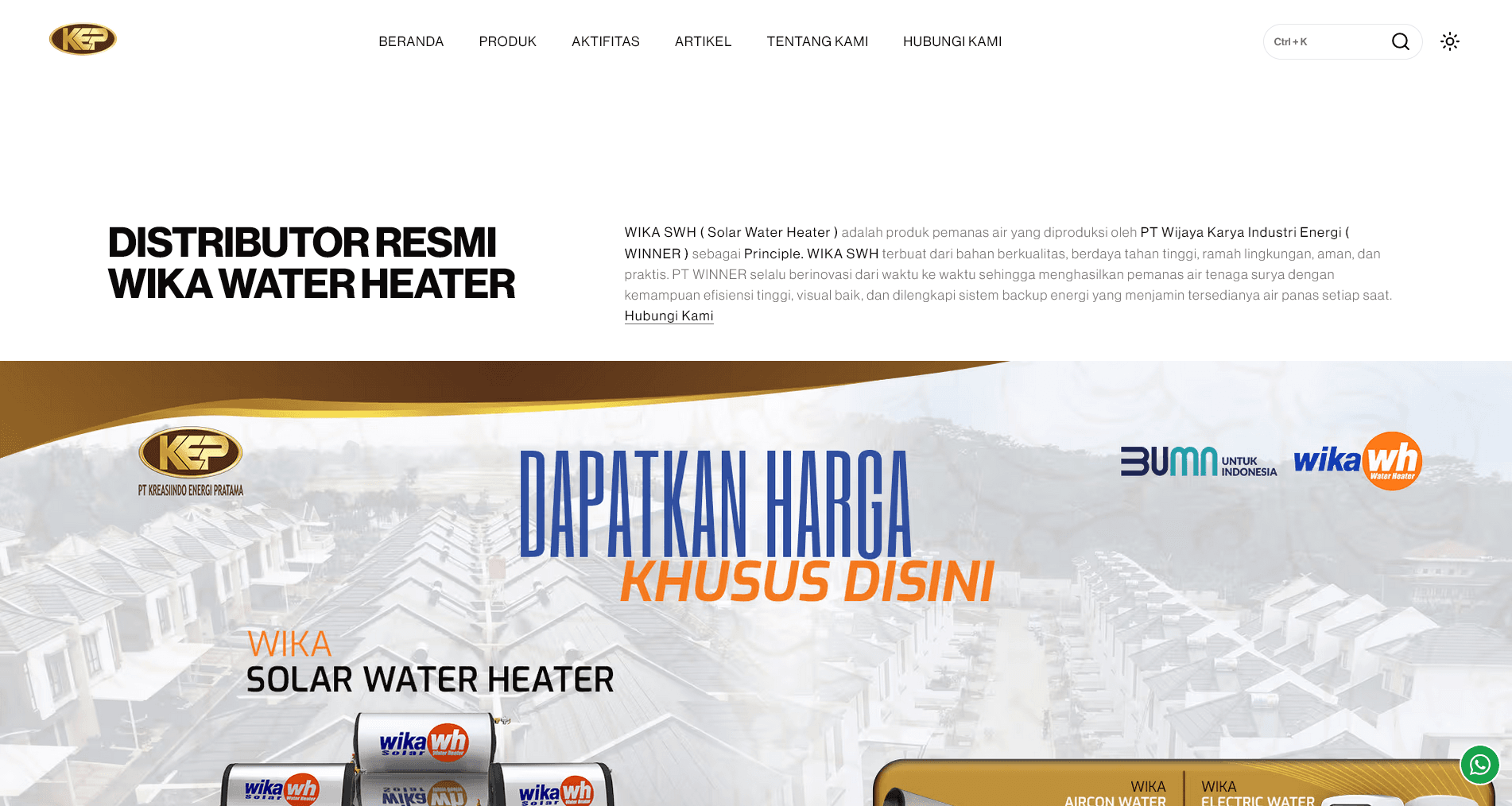 Kreasiindo UI homepage