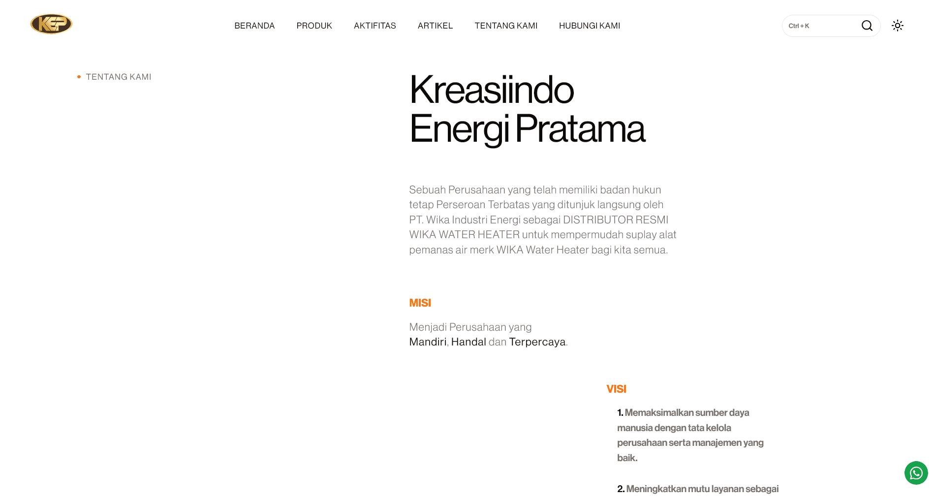 Kreasiindo UI About Page